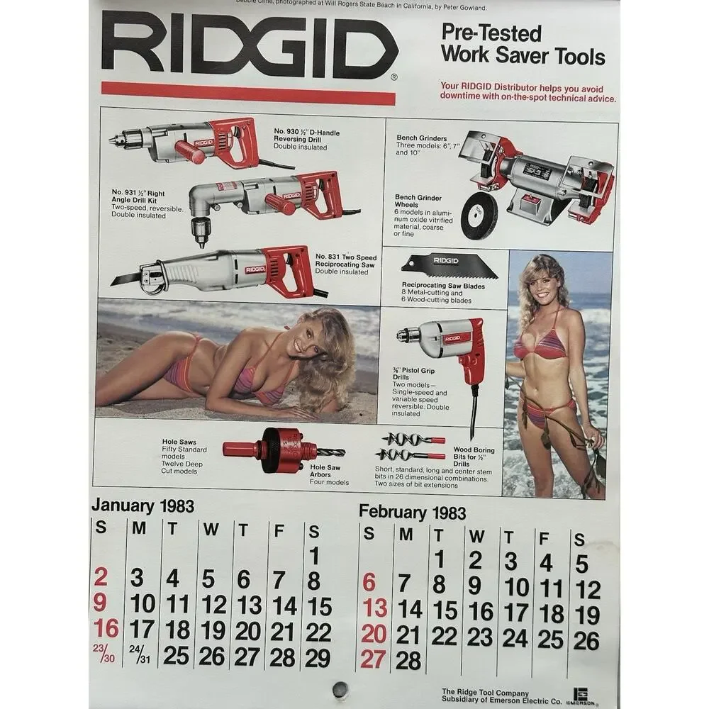 Vintage Rigid Tool 1983-1984 Pin Up Calendar Advertisement Promotion